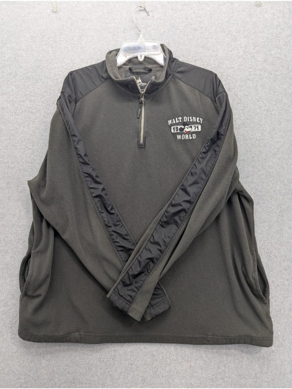 Disney Parks Fleece Pullover Mens XL Gray 1/4 Zip Mickey Walt Disney World